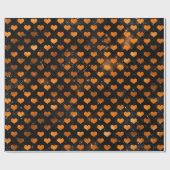 Schwarz-orange Herz-Muster Geschenkpapier (Flach)
