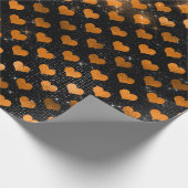 Schwarz-orange Herz-Muster Geschenkpapier (Ecke)
