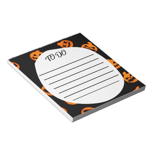 Schwarz Orange Jack O'Lantern To Do list Notepad Notizblock (angewinkelt)