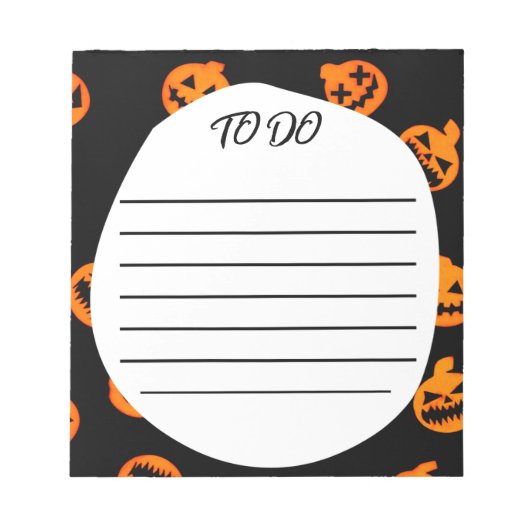 Schwarz Orange Jack O'Lantern To Do list Notepad Notizblock (Vorderseite)