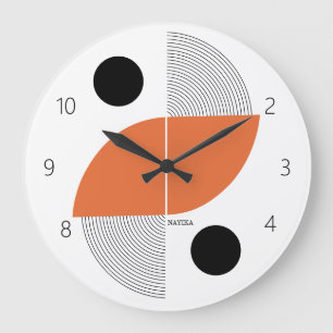 Schwarz Orange Japan Kunst Minimalistischer Person Große Wanduhr