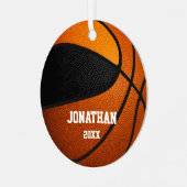 Schwarz-Orange-Jungs-Mädchen halten Basketball Ornament Aus Metall (Vorderseite links)