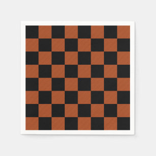 Schwarz-orange karierte Buffalo-Karo Quadrate Serviette
