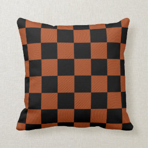 Schwarz-orange karierte Quadrate Buffalo Plaid Kissen