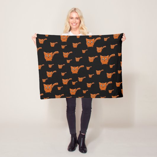 Schwarz & Orange Kittern Pattern Fleecedecke (Beispiel)