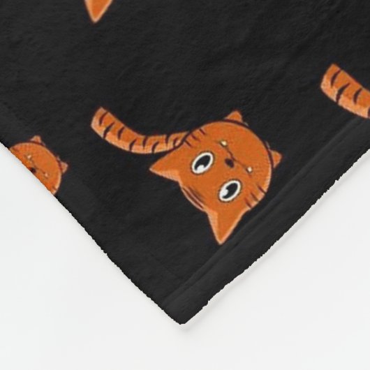 Schwarz & Orange Kittern Pattern Fleecedecke (Ecke)