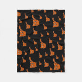 Schwarz & Orange Kittern Pattern Fleecedecke (Vorderseite)
