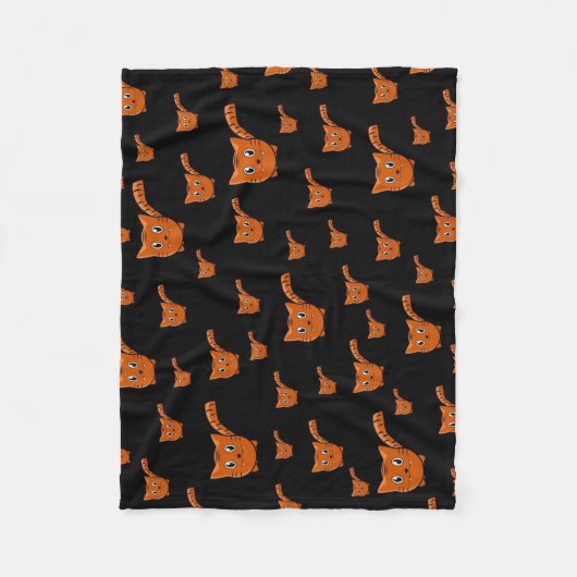 Schwarz & Orange Kittern Pattern Fleecedecke (Vorderseite)