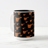 Schwarz & Orange Kittern Pattern Zweifarbige Tasse (Vorderseite Links)