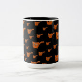 Schwarz & Orange Kittern Pattern Zweifarbige Tasse (Mittel)