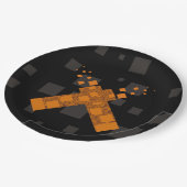 Schwarz-Orange-Kreuzfeuer Pagan Dunkle Kunst Pappteller (Schrägansicht)