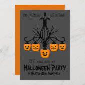 Schwarz-Orange-Kronleuchter aus Halloween-Party Einladung (Vorne/Hinten)