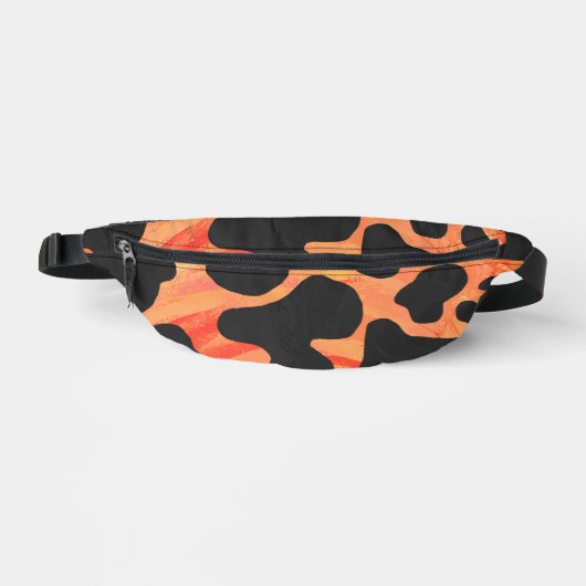 Schwarz-Orange-Kuh-Muster Bauchtasche (Vorderseite)
