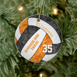 Schwarz-Orange-Mädchen Sportvolleyball-Memento Keramik Ornament