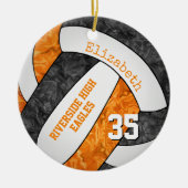 Schwarz-Orange-Mädchen Sportvolleyball-Memento Keramik Ornament (Vorne)
