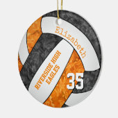 Schwarz-Orange-Mädchen Sportvolleyball-Memento Keramik Ornament (Links)