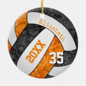 Schwarz-Orange-Mädchen Sportvolleyball-Memento Keramik Ornament (Hinten)