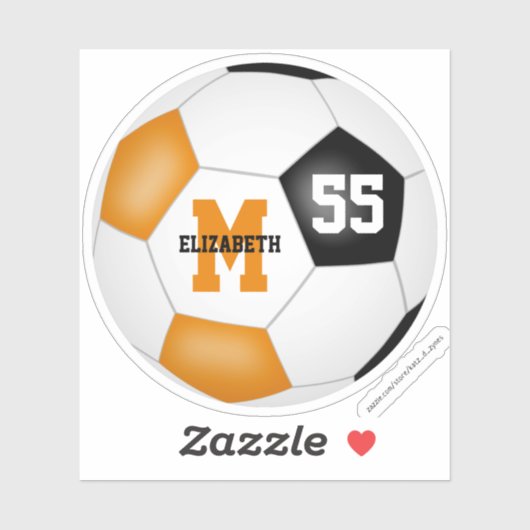 Schwarz-Orange-Mannschaft Farben Jungen Fußball Aufkleber (Blatt)