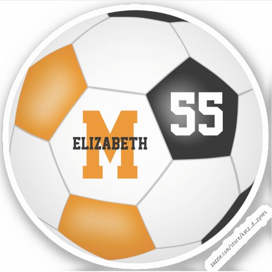 Schwarz-Orange-Mannschaft Farben Jungen Fußball Aufkleber (Vorderseite)