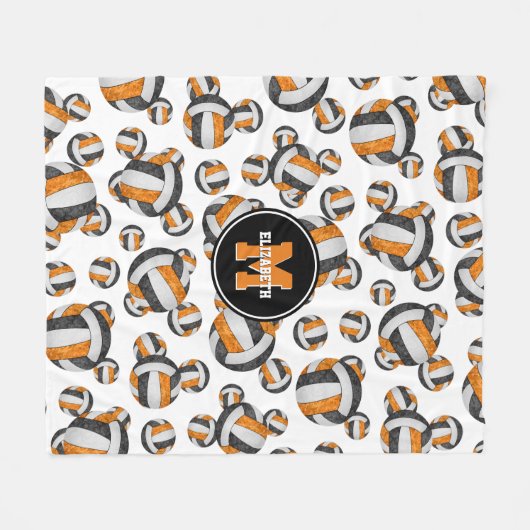 Schwarz-Orange-Mannschaft Farben Mädchen Sport-Vol Fleecedecke (Vorderseite (Horizontal))