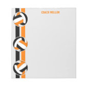 Schwarz-Orange-Mannschaft Farben Volleyball-Coach  Notizblock (Vorderseite)