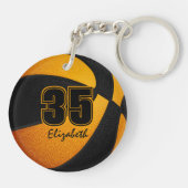 Schwarz-Orange-Mannschaft farbig Jungs Basketball Schlüsselanhänger (Rückseite)