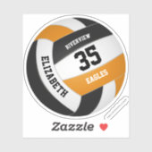 Schwarz-Orange-Mannschaft farbig Jungs-Volleyball Aufkleber (Blatt)