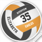 Schwarz-Orange-Mannschaft farbig Jungs-Volleyball Aufkleber (Vorderseite)