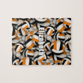 Schwarz-Orange-Mannschaft farbig Jungs-Volleyball Puzzle (Horizontal)