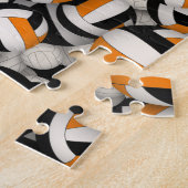 Schwarz-Orange-Mannschaft farbig Jungs-Volleyball Puzzle (Seite)
