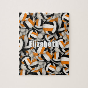Schwarz-Orange-Mannschaft farbig Jungs-Volleyball Puzzle