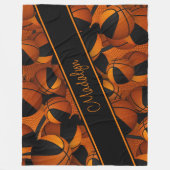 Schwarz-Orange-Mannschaftsfarben-Basketball Fleecedecke (Vorderseite)