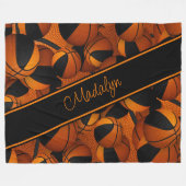 Schwarz-Orange-Mannschaftsfarben-Basketball Fleecedecke (Vorderseite (Horizontal))