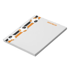 Schwarz-Orange Mannschaftsfarben Fußball-Coach kun Notizblock