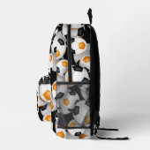 Schwarz-Orange Mannschaftsfarben Fußbälle Muster Bedruckter Rucksack (Rechts)