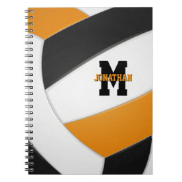 Schwarz-Orange-Mannschaftsfarben Jungs-Volleyball Notizblock