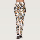 Schwarz-Orange-Mannschaftsfarben Volleyballs-Muste Leggings (Rückseite)