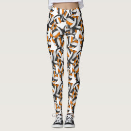 Schwarz-Orange-Mannschaftsfarben Volleyballs-Muste Leggings