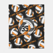 Schwarz-Orange-Mannschaftsmädchen I Liebe Volleyba Fleecedecke (Vorderseite)