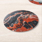 Schwarz-Orange-Marmormuster Runder Pappuntersetzer (Angewinkelt)