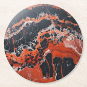 Schwarz-Orange-Marmormuster Runder Pappuntersetzer (Vorderseite)