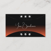 Schwarz Orange mit Silberdekor und glänzenden Juwe Visitenkarte (Vorderseite)