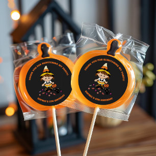 Schwarz Orange Niedlich Girl Halloween Geburtstags Runder Aufkleber
