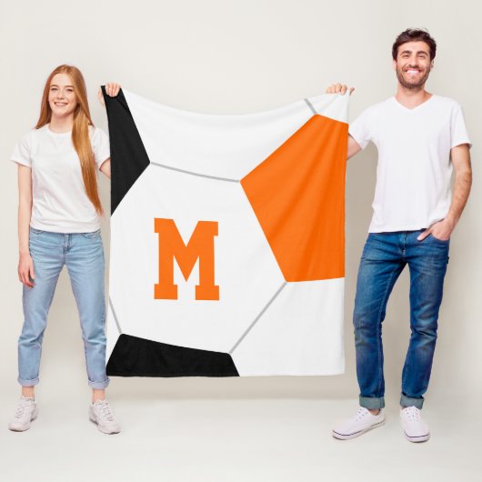 Schwarz-Orange oder Ihre Mannschaftsfarben Fußball Fleecedecke (Beispiel)