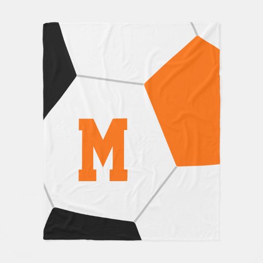 Schwarz-Orange oder Ihre Mannschaftsfarben Fußball Fleecedecke (Vorderseite)