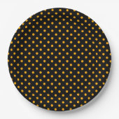 Schwarz Orange Polka Dot Pattern Halloween-Party Pappteller (Vorderseite)