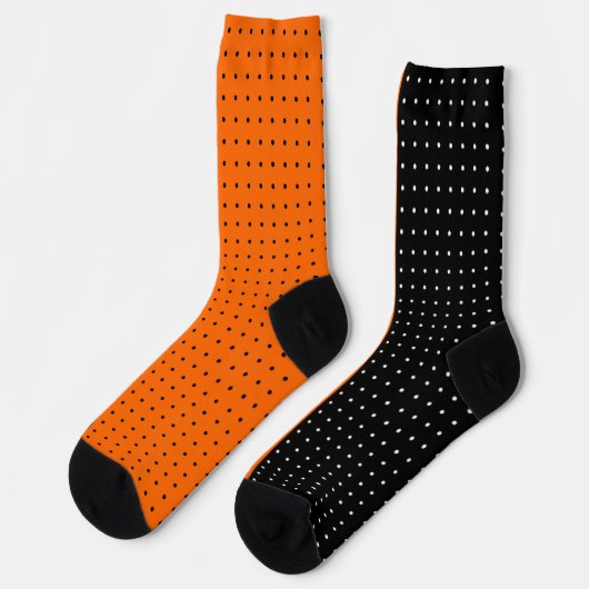 Schwarz, Orange Polka Punkte Halloween Socken (Linkes Detail)