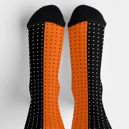 Schwarz, Orange Polka Punkte Halloween Socken (Oben)