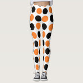 Schwarz-Orange-Polka-Punkte Leggings (Vorderseite)