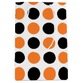 Schwarz-Orange-Polka-Punkte Mittlere Geschenktüte (Vorderseite)